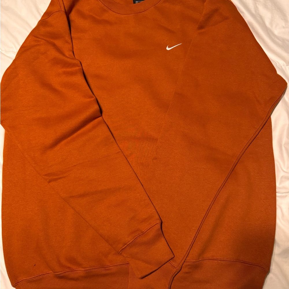 Nike Orange Crewneck Sweater with Embroidered Logo